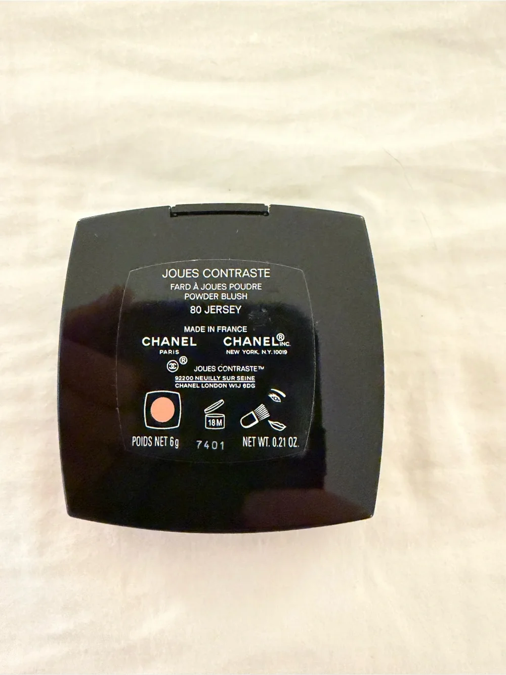 CHANEL Black Compact Powder Blush - Jersey (Peach Tone)